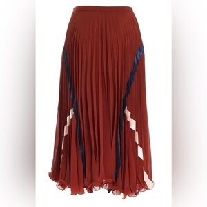 See By Chloe Woman Satin Trimmed Plissé
Georgette Midi Skirt Brown Size:4